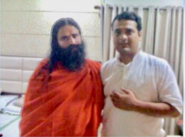 Acharya Krishna Kant Dwivedi Ji with Swami Ramdev Ji